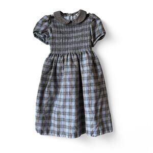 Vintage Clo Clo Plaid Blue Grey Dress Italy Little Girls Retro